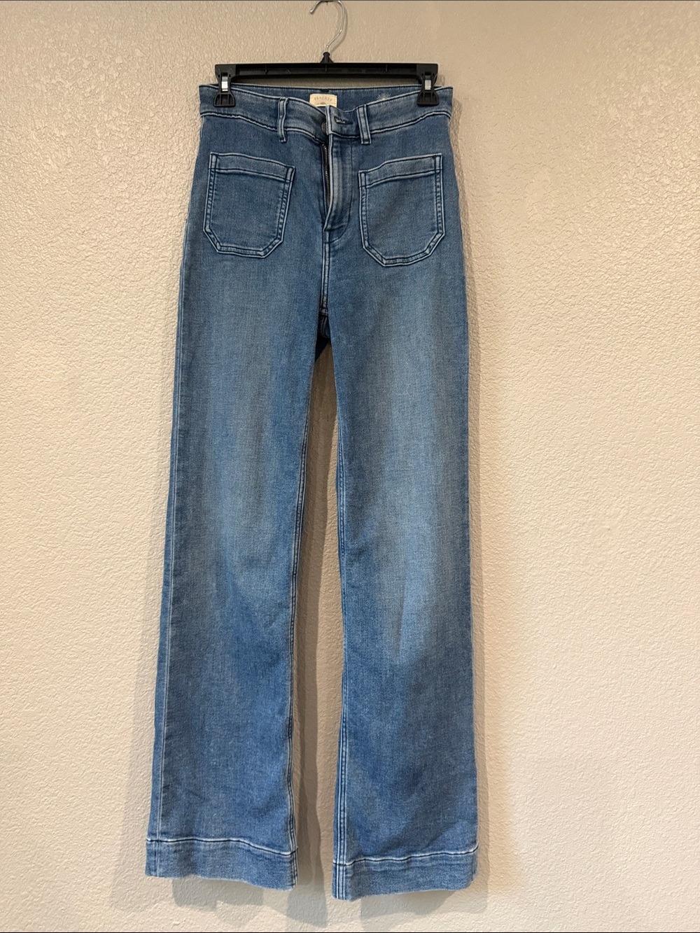 Faherty Mid-Blue High-Rise Wide Leg Jeans